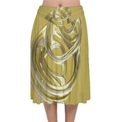 Fractal Abstract Artwork Velvet Flared Midi Skirt by HermanTelo