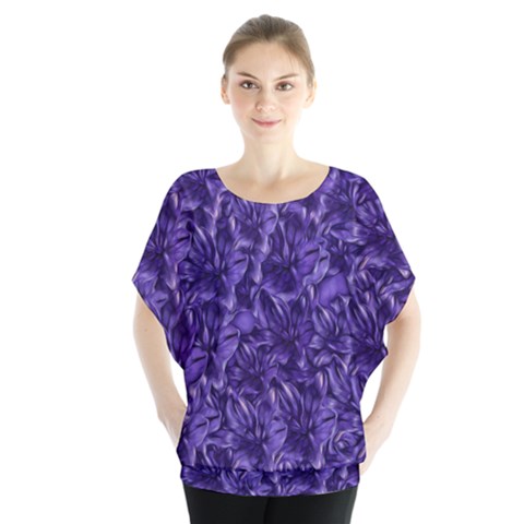 Pattern Color Ornament Batwing Chiffon Blouse by HermanTelo