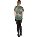 Peacock Feather Pattern Plumage Women s V-Neck Scrub Top View4