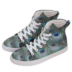 Peacock Feather Pattern Plumage Women s Hi-top Skate Sneakers by Pakrebo