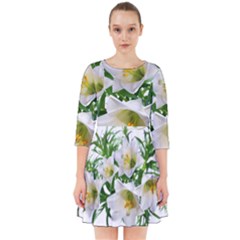 Lilies Flowers Perfume Arrangement Smock Dress by Pakrebo