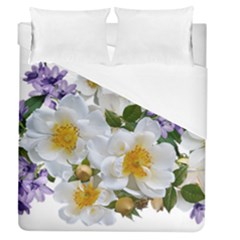 Flowers Roses White Mauve Babianas Duvet Cover (queen Size) by Pakrebo