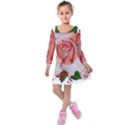 Roses Flowers Berries Arrangement Kids  Long Sleeve Velvet Dress View1