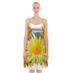 Daisies Flowers Yellow Arrangement Spaghetti Strap Velvet Dress by Pakrebo