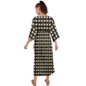 White Flower Pattern On Yellow Black Grecian Style  Maxi Dress View2