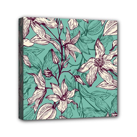 Vintage Floral Pattern Mini Canvas 6  X 6  (stretched) by Sobalvarro