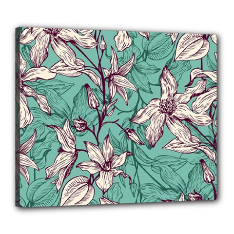 Vintage Floral Pattern Canvas 24  X 20  (stretched) by Sobalvarro