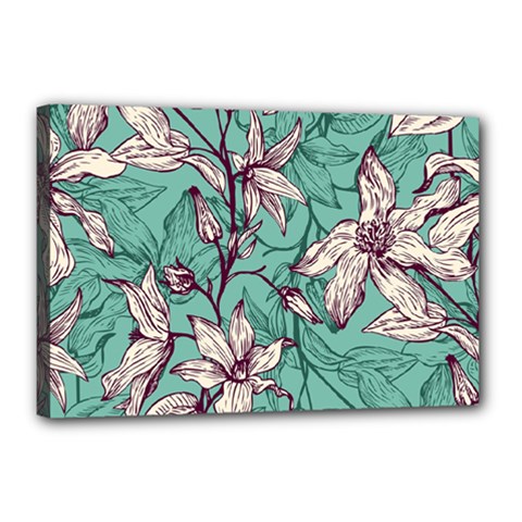 Vintage Floral Pattern Canvas 18  X 12  (stretched) by Sobalvarro