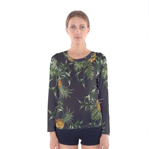 Pineapples Pattern Women s Long Sleeve Tee by Sobalvarro