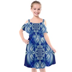 Abstract Art Artwork Fractal Design Kids  Cut Out Shoulders Chiffon Dress by Simbadda