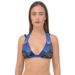 Saturn Landscape Mountains Double Strap Halter Bikini Top by Simbadda