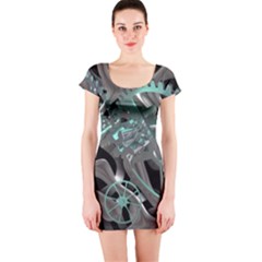 Gears Machine Machines Short Sleeve Bodycon Dress by Bajindul