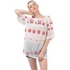 Sakura Border Cherry Blossom Oversized Chiffon Top by Simbadda