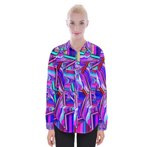 Stars Beveled 3d Abstract Womens Long Sleeve Shirt by Mariart