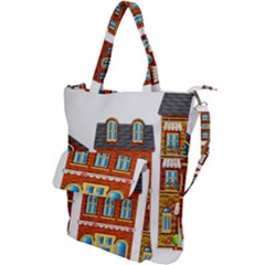 City Buildings Brick Architecture Shoulder Tote Bag by Simbadda