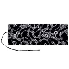 Unfinishedbusiness Black On White Roll Up Canvas Pencil Holder (m) by designsbyamerianna