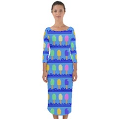 Ice Cream Bar Pattern Quarter Sleeve Midi Bodycon Dress by bloomingvinedesign