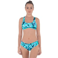 Teal Triangles Pattern Criss Cross Bikini Set by LoolyElzayat