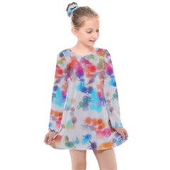 Paint Splashes Canvas                                     Kids  Long Sleeve Dress by LalyLauraFLM