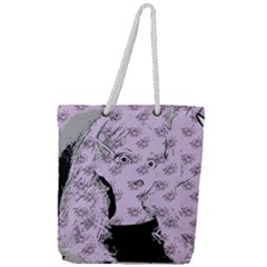 Wide Eyed Girl Lilac Full Print Rope Handle Tote (large) by snowwhitegirl