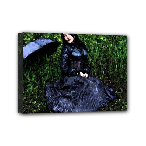 Gotthic Girl With Umbrella Mini Canvas 7  X 5  (stretched) by snowwhitegirl