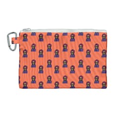 Nerdy 60s  Girl Pattern Orange Canvas Cosmetic Bag (large) by snowwhitegirl