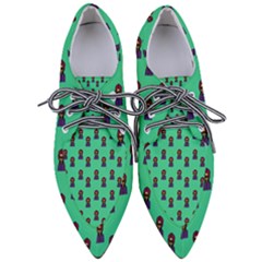 Nerdy 60s  Girl Pattern Seafoam Green Women s Pointed Oxford Shoes by snowwhitegirl