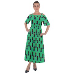 Nerdy 60s  Girl Pattern Seafoam Green Shoulder Straps Boho Maxi Dress  by snowwhitegirl