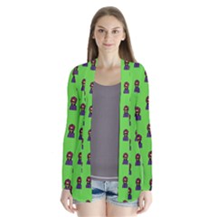 Nerdy 60s  Girl Pattern Green Drape Collar Cardigan by snowwhitegirl