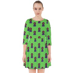 Nerdy 60s  Girl Pattern Green Smock Dress by snowwhitegirl