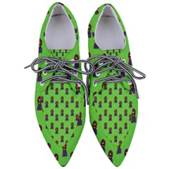 Nerdy 60s  Girl Pattern Green Women s Pointed Oxford Shoes by snowwhitegirl