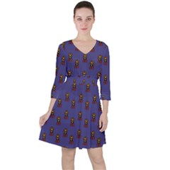 Nerdy 60s  Girl Pattern Dark Purple Ruffle Dress by snowwhitegirl