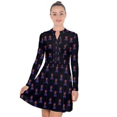 Nerdy 60s  Girl Pattern Black Long Sleeve Panel Dress by snowwhitegirl