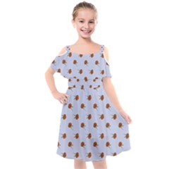 Peach Rose Blue Kids  Cut Out Shoulders Chiffon Dress by snowwhitegirl