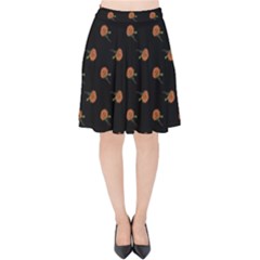 Peach Rose Black Velvet High Waist Skirt by snowwhitegirl