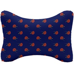 Red Rose Blue Seat Head Rest Cushion by snowwhitegirl