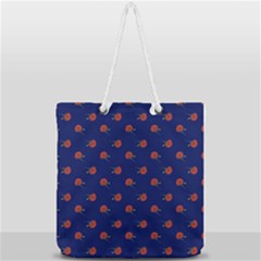 Red Rose Blue Full Print Rope Handle Tote (large) by snowwhitegirl