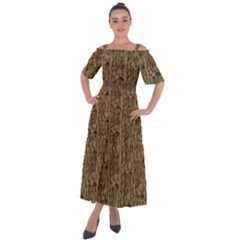 Knitted Wool Brown Shoulder Straps Boho Maxi Dress  by snowwhitegirl