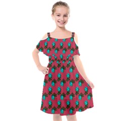 Blue Roses Pink Kids  Cut Out Shoulders Chiffon Dress by snowwhitegirl