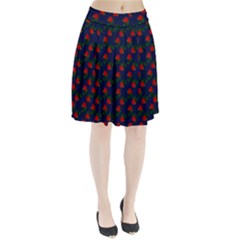 Red Roses Dark Blue Pleated Skirt by snowwhitegirl