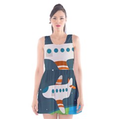 Plane Aircraft Flight Scoop Neck Skater Dress by Simbadda