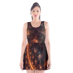 Fractal Pattern Background Space Scoop Neck Skater Dress by Simbadda