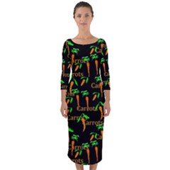 Carrots Pattern Quarter Sleeve Midi Bodycon Dress by bloomingvinedesign