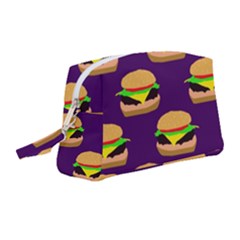 Burger Pattern Wristlet Pouch Bag (medium) by bloomingvinedesign