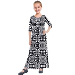 Fabric Geometric Shape Kids  Quarter Sleeve Maxi Dress by HermanTelo