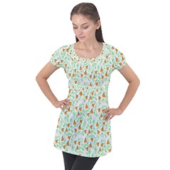 Pumpkin Vines Puff Sleeve Tunic Top by bloomingvinedesign