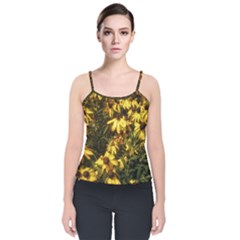 Echinacea Paradoxa Velvet Spaghetti Strap Top by Riverwoman