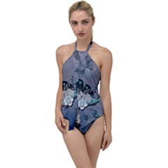 Sport, Surfboard With Flowers And Fish Go With The Flow One Piece Swimsuit by FantasyWorld7