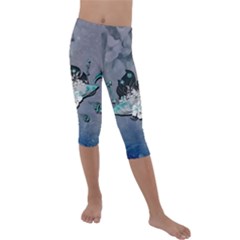 Sport, Surfboard With Flowers And Fish Kids  Lightweight Velour Capri Leggings  by FantasyWorld7