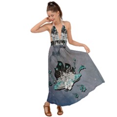 Sport, Surfboard With Flowers And Fish Backless Maxi Beach Dress by FantasyWorld7